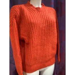 Pull Manches Longues Col Rond Orange