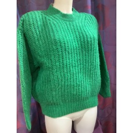 Pull Manches Longues Col Rond Vert