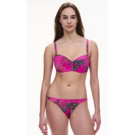 Maillot De Bain 2 Pièces Soutien Gorge Multiposition Bandeau Mousse Bikini Nouettes Jungle Rose   By Chantelle Swim