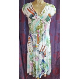 Robe Epaules Couvertes Empiècement Princesse, en Viscose By Dolcezza