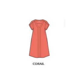 Robe Courte Genou Corail Manches Courtes D&eacute;coupe V By Etymologie